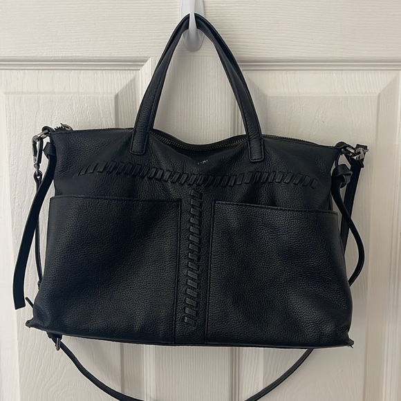 T Tahari "Skyler" Pebbled Leather Whipstitched Satchel w/ Removable Strap - Picture 2 of 15